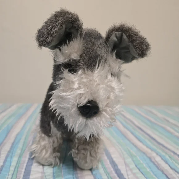 Terrier Dog Gray & White Plush Schnauzer Stuffed Animal - Picture 1 of 5